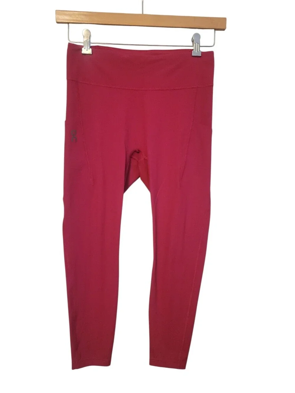 On Performance Tights 7/8 Leggings Pink High Rise Pocket Running Yoga Medium - Picture 4 of 14